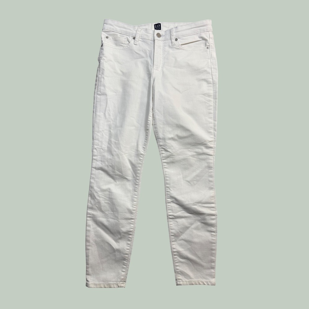 Gap Denim White Skinny Jeans Womens 6 Reg 28 Solid Mid Rise Stretch Pants